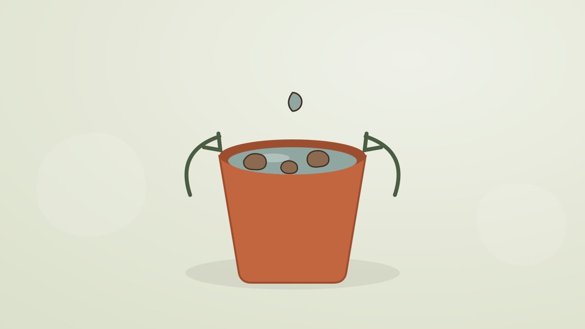 Illustration d'un seau d'eau où trempent des morceaux d'argile sèche à recycler